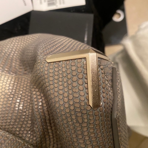 Alexander Wang Skeletal Prisma Lunch Bag Foldover Leather Beige Snake Print $925 - Picture 9 of 13